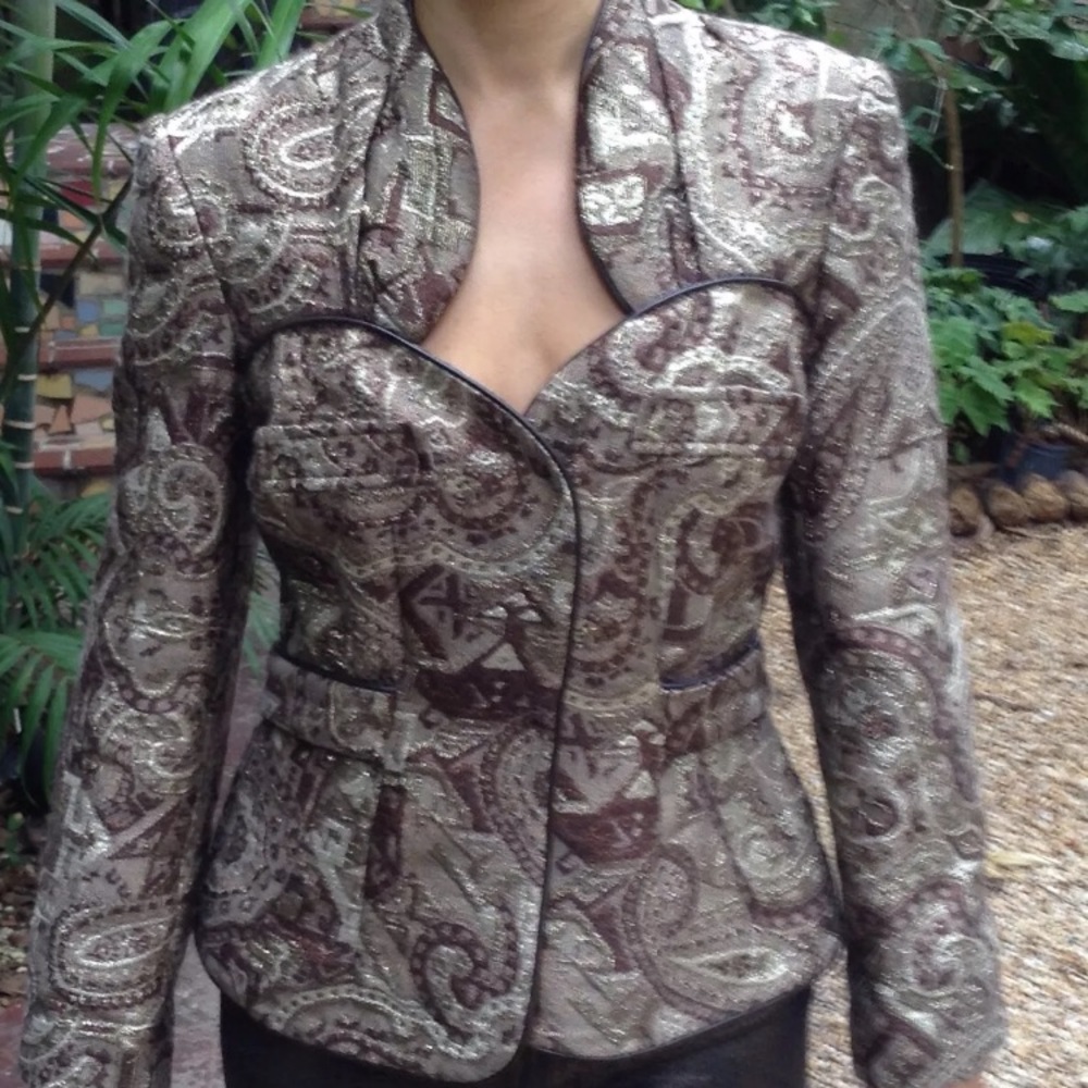 Walter jacket brocade gold brown designer size m